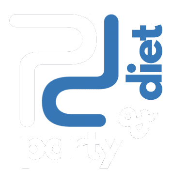 A black and white logo for party diet.